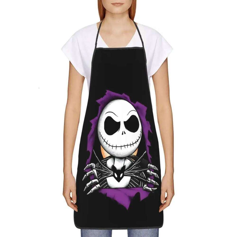 Bib Nightmare Before Christmas Skull Aprons Adult Chef Cooking Kitchen Jack Skellington Anime Tablier Cuisine Gardening S260205
