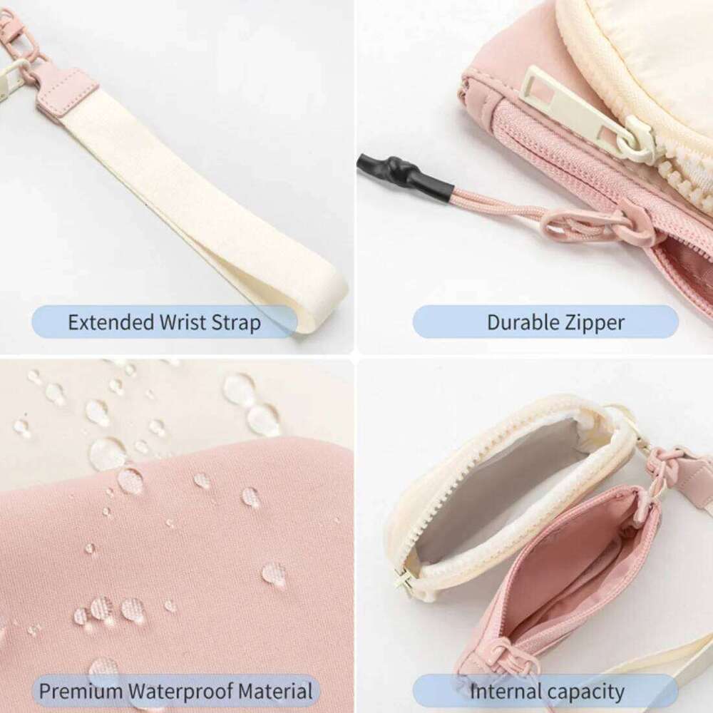 Portable Double Pouch Wristlet Keychain Wallet Small Zipper Coin Purse Women Detachable Key Card Holder Change Pocket Handbag Y260206