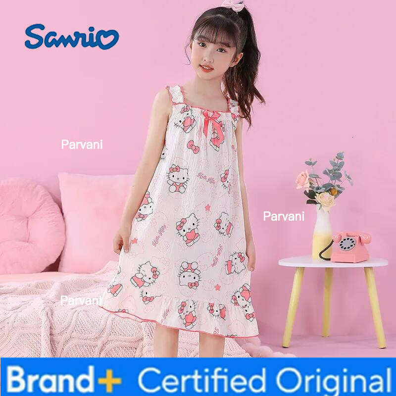 Sanrio Cartoon Print Girls' Pajamas Summer Short-Sleeved Children's Nightgown Home Wear Lightweight Air Conditioning Clothing H2602061 - view 4