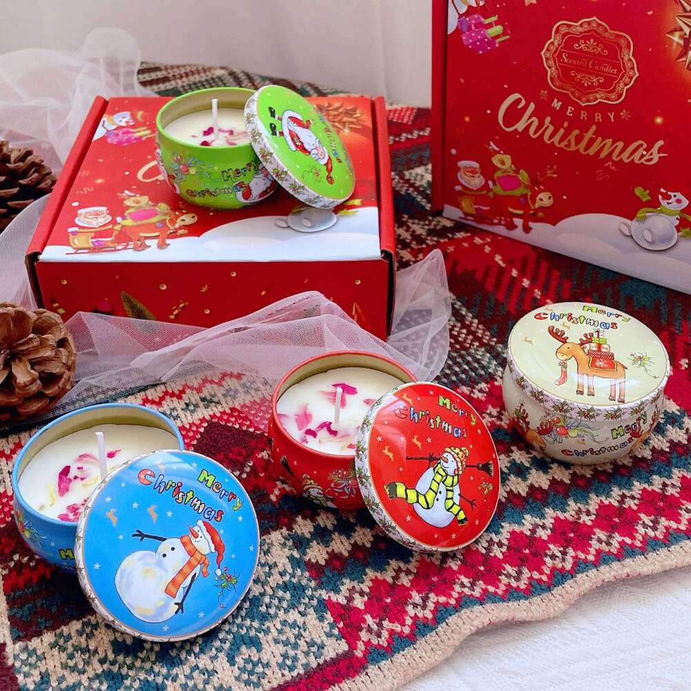 Christmas Aromatherapy Candles Rose Freesia Vanilla Scented Candle Smokeless Plant Wax Holiday Decor Perfect Festival Gifts S260205