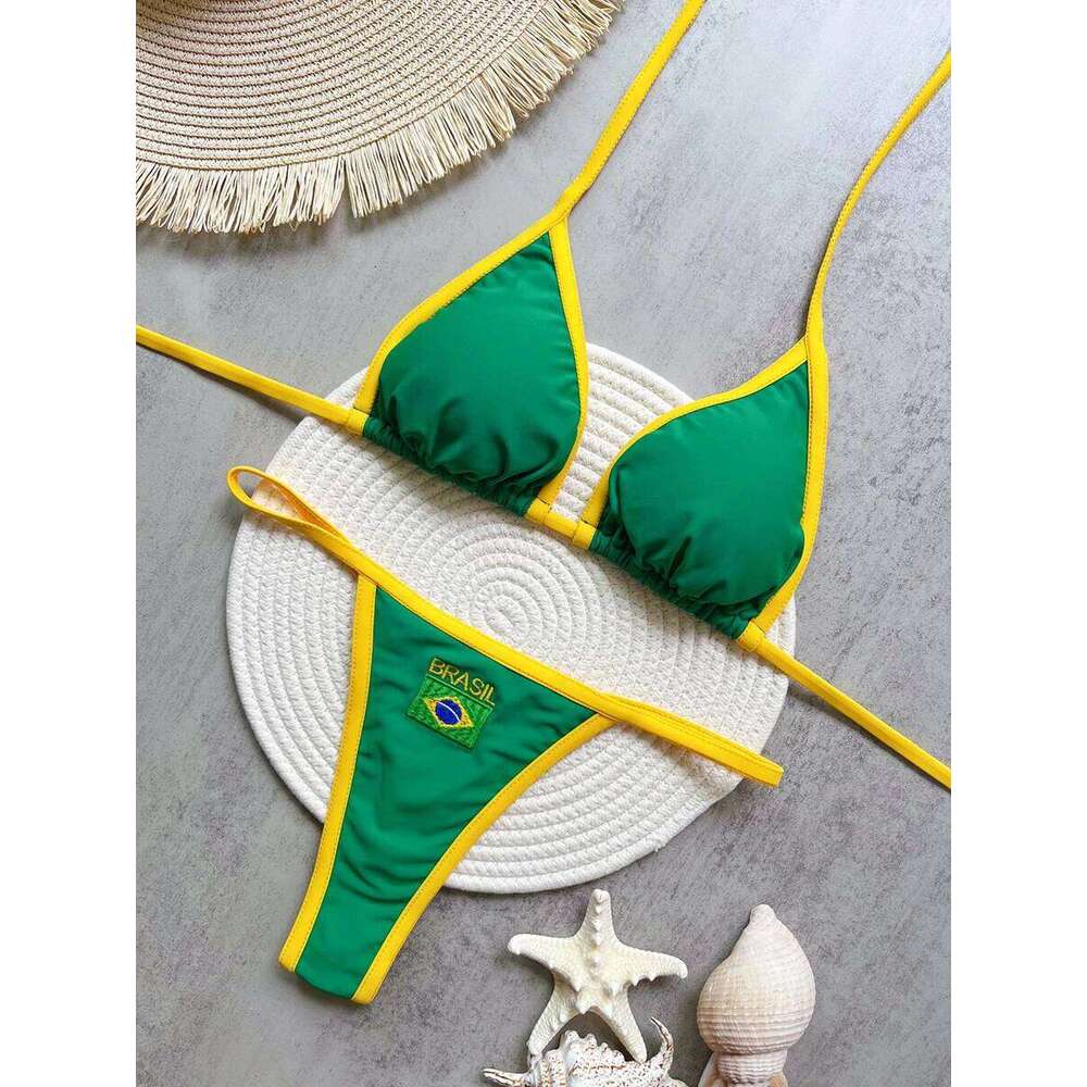 2025 New Women's Bikini Split Print Fashion G-string Holiday Push Up Beach wear Thong Swimwear XJ260206