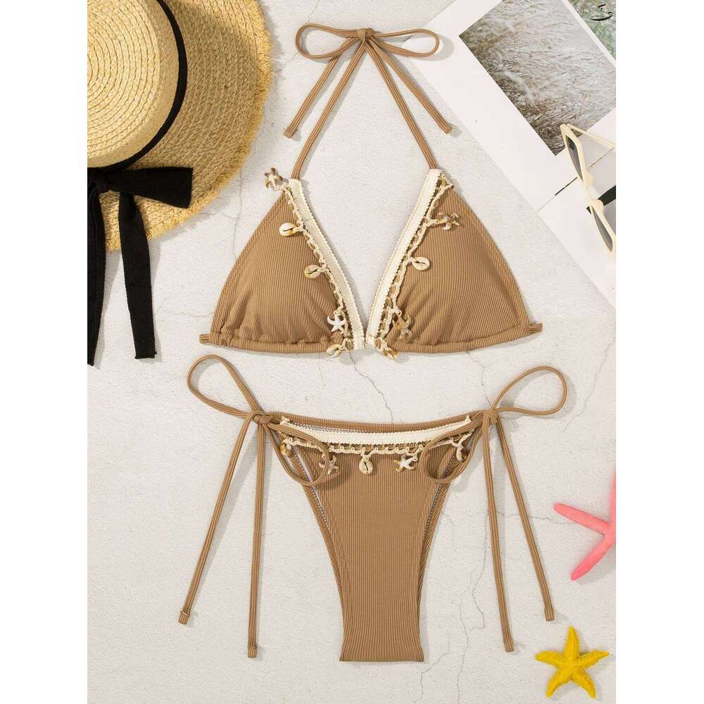 Peachtan thong push up beach swimwear 2 piece swimsuit 2024 bikini bathing suit summer women beachwear Z260206