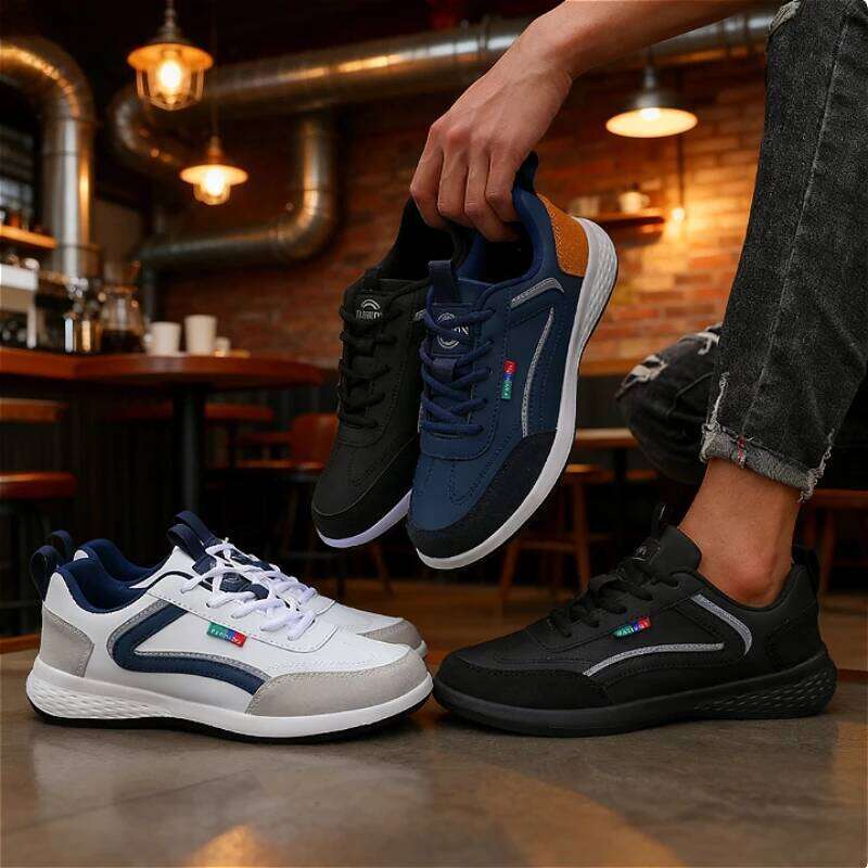 Shoes for Lace Up Footwear Vulcanized Men Four Seasons Versatile Stylish Men's Shoe Waterproof Casual Comfortable Sneaker