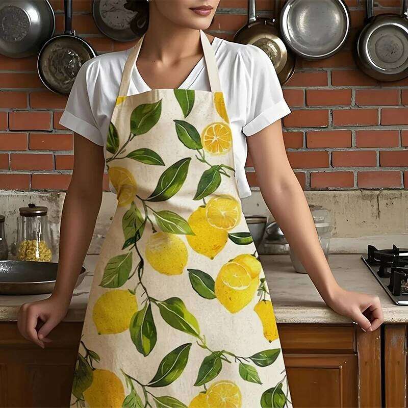 Stylish Baking Lemon Pattern Kitchen Stain Proof Home Waist Circumference Cooking Sleeveless Apron S260205