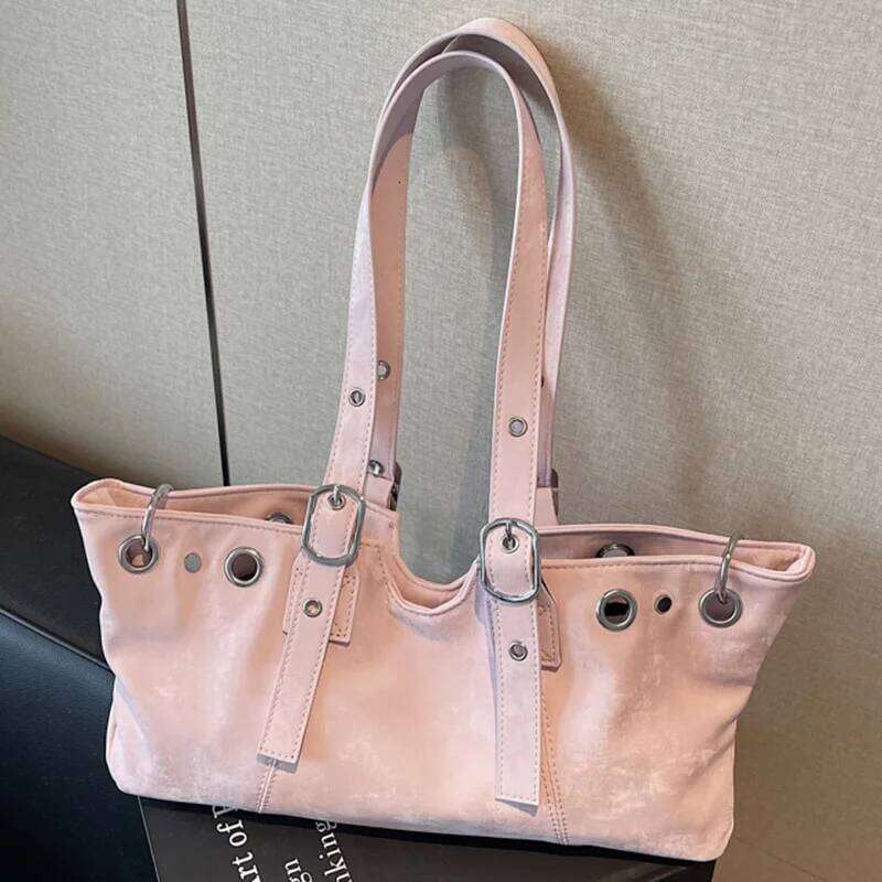 Y2K Baddie Shoulder Studded Punk Motorcycle Purse Small Retro PU Leather Underarm for Women Edgy Commuter Crossbody Bag Y260205