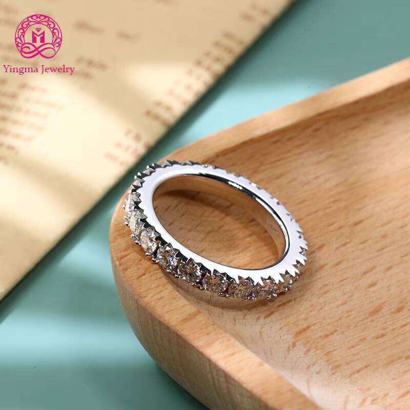 High Quality Jewelry 925 Sterling Silver White D Vvs1 Round Brilliant Cut 3Mm Moissanite Full Eternity Band Ring
