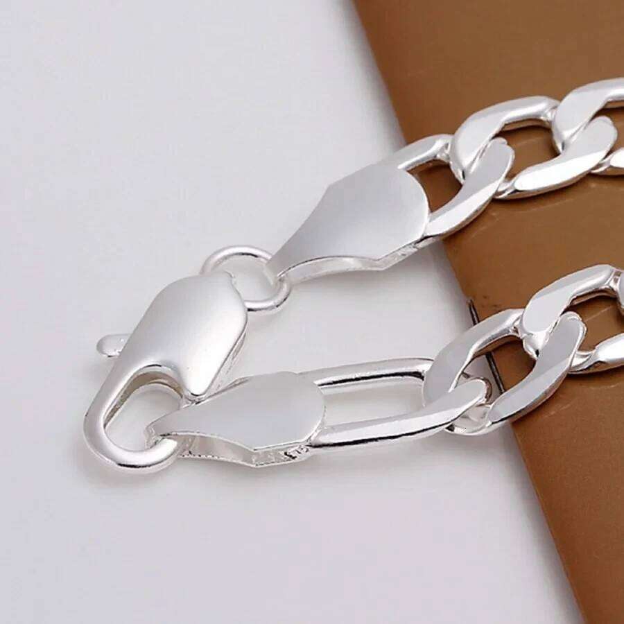 top quality beautiful Silver Bracelet Jewelry fashion charm Men Women Chain 6/8/10/12MM Bracelets noble nice link 26H0206