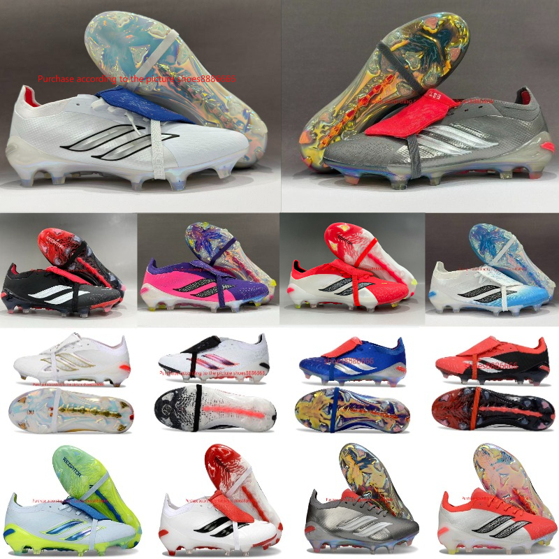 2026 New Good Quality Football Boots 25 26th Tongue Fold Laceless Laces FG Mens Soccer Cleats Comfortable Training Leather Football Shoes kids uk3.5-uk11