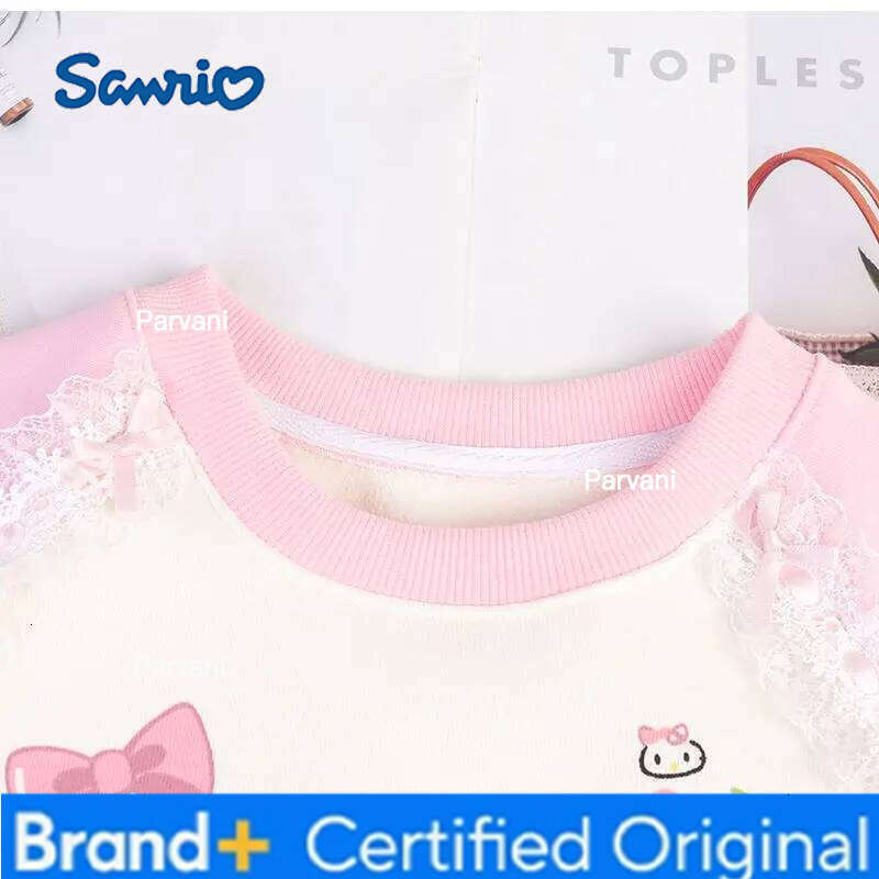 Sanrio Anime Hello Kitty girls' fleece hooded sweater princess dress long-sleeved top children's autumn and winter warm jacket H260206 - view 4