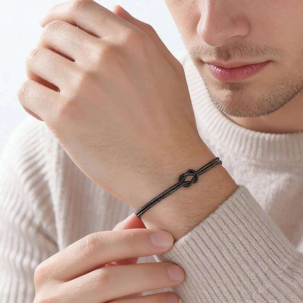 Skyrim Stainless Steel Gold Color Black Couple Bracelet Double Snake Chain Love Knot Bracelets Women Men Minimalist Jewelry Gift 26H0206