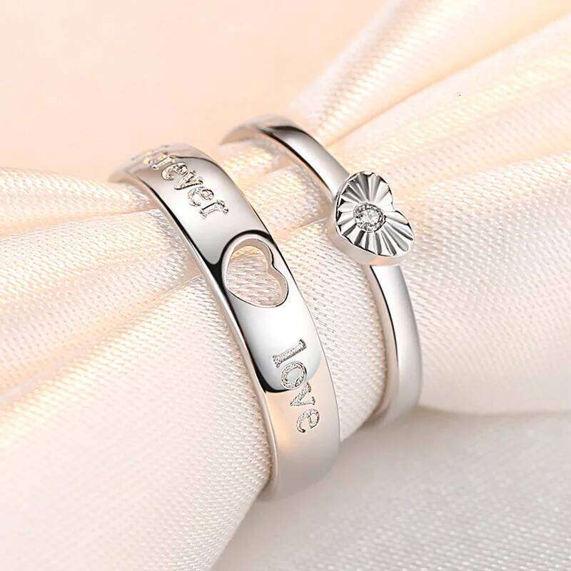 1 Pair Adjustable Hollow Heart-Shaped Letter Love Forever Couple Rings Men Women Finger Jewelry Drop Shipping W260206