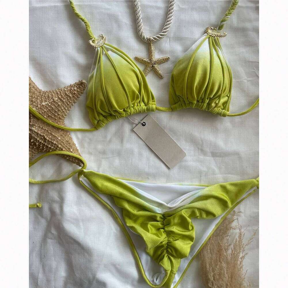 2025 New Bikini Sexy Tie Dye Split swimwear for woman Swimwear Women Z260206