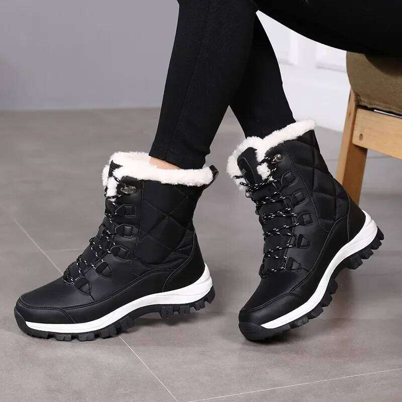 Snow for Comfortable Keep Warm Boots Waterproof Platform Casual Plush Flat Shoes Fashion Winter Women Sneakers