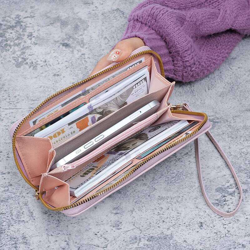 2024 new ladies purse long Joker zipper clutch embroidered fashion large capacity soft wallet mobile phone bag Y260206