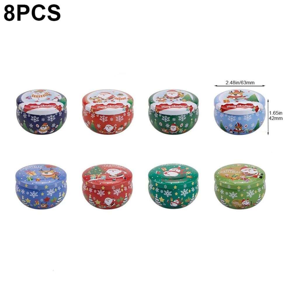 Soy Wax Christmas Scented Gift Set - for Holiday Party Decor with Long-Lasting Fragrances 8pcs Xmas Aromatherapy Candle S260205