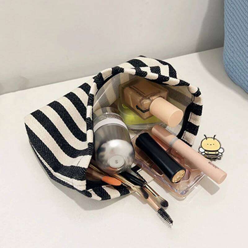 Vertical Stripe Waterproof Women's Cosmetic , Small Bag Storage Makeup Case,Travelling Bags For Ladies,Pencil Y260206