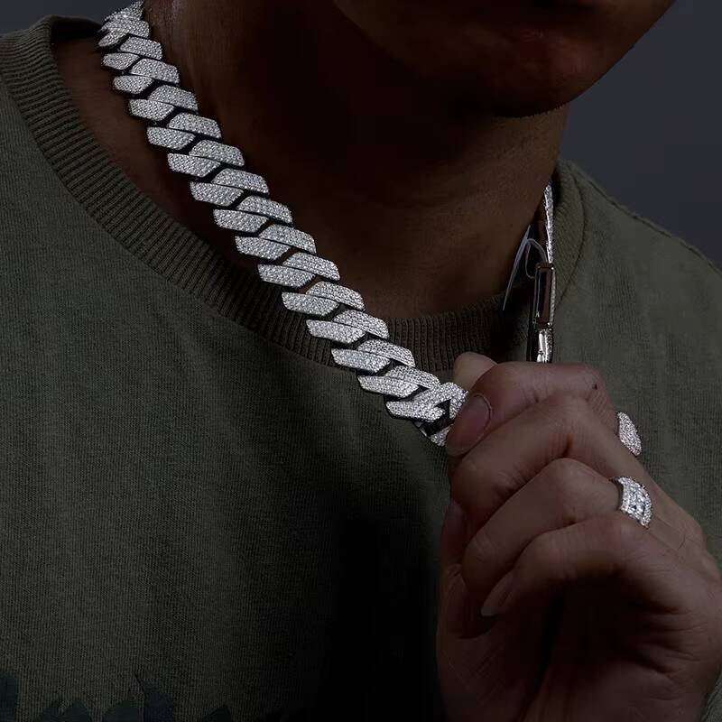 Xs Pass Tester Bling Hop Jewelry 18mm 925 Sterling Silver Vvs Moissanite Iced Out Miami Cuban Link Chain for Men