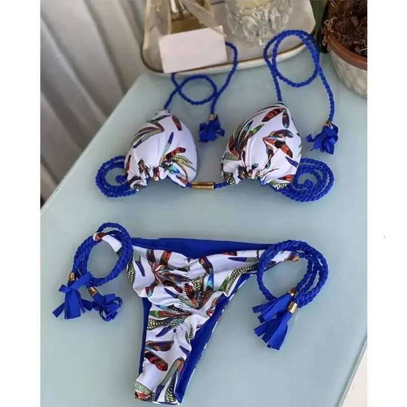 2024 Women's Bikini Rope Print Swimsuit Z260206
