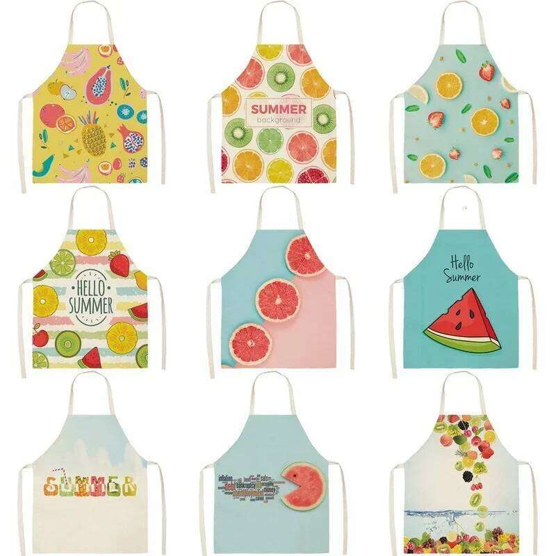 Summer Fruit Pattern Master Female Kitchen Hairdresser Children's Cute Apron 68X55CM S260205 4ce
