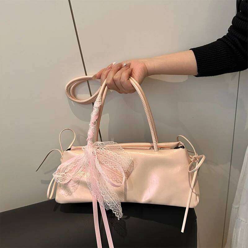 French Elegant Square Korean Bow Decoration Pu High-quality Niche Simple Ballet Style Shoulder Bag New Casual Women Bags Y260205