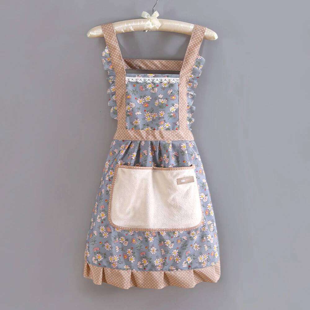 1 PC Fashion Women Apron Cooking Female Adult Waist Thin Breathable Male Work Cotton Canvas Floral Style Home Kitchen S260205