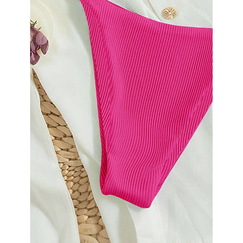 Summer pink bikini set sexy mature spring seaside photo shoot suitable for women Z260206