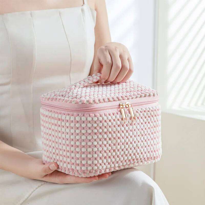 Stylish Corduroy Makeup Bag Set Women,Large Capacity with Multiple Compartments, Ideal for Travel & Daily Cosmetics Storage Y260206