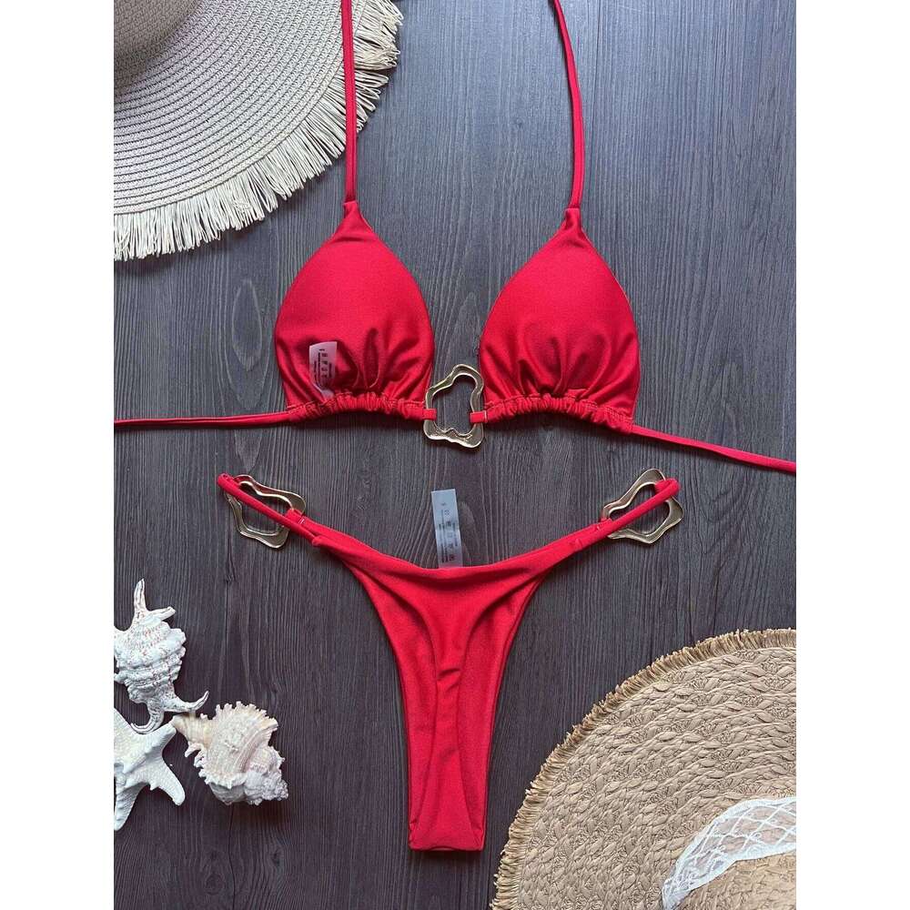 Sexy Halter Micro Bikini 2025 Women Swimsuit Solid Swimwear Thong Bikinis Set Brazilian Beach Wear Bathing Suit Biquini Female Z260206