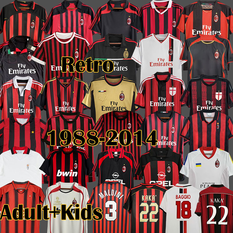 Retro AC Milanss shirt home 96 97 99 Gullit SOCCER JERSEY 02 03 04 05 Maldini Van Basten football RONALDO KAKA Inzaghi 06 07 09 10 Rivaldo SHEVCHENKO Baresi Seedorf
