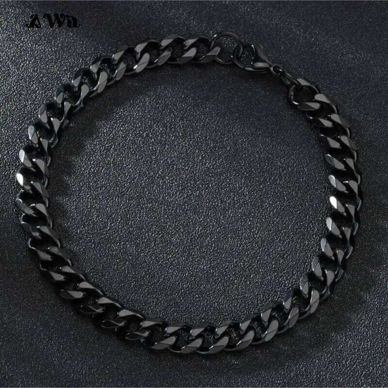 Fashion Stainless Steel Men Curb Cuban Chain Women Bracelet On For Couple Unisex Wrist Hand Jewelry Gift Party 26H0206