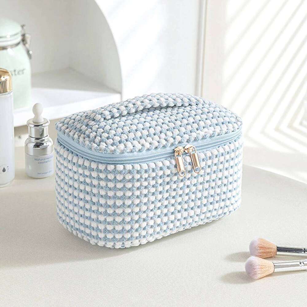 4piece/set exquisite blue white striped makeup bag set, four different sizes for daily items,cosmetics, and lipstick storage Y260206