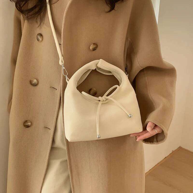 Fashion Bowknot Small Top-handle For Women PU Leather Solid Color Dumpling Bag Casual Street Shoulder Cross Body Hobo Bags Y260205