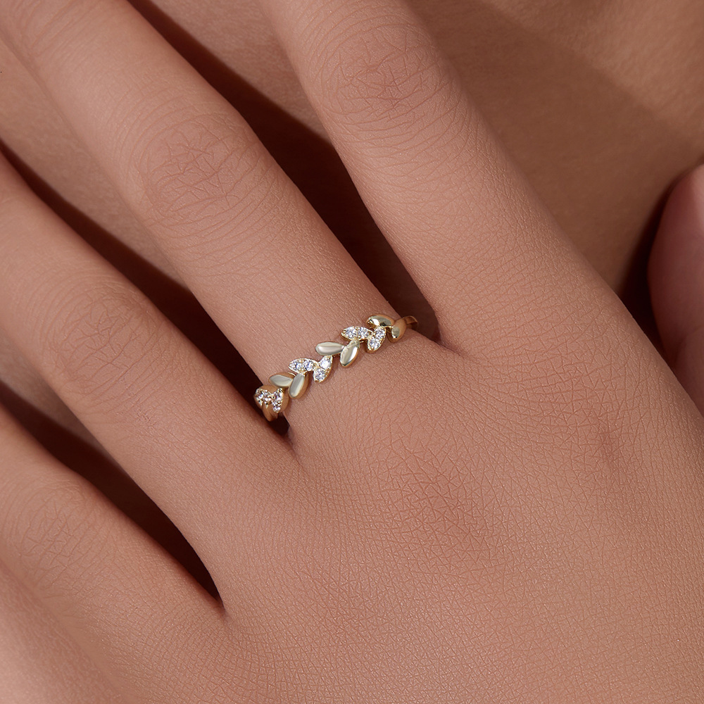 INS Light Luxury Niche Design Diamond-Studded Wheat Spike Pure Silver Minimalist Style High-End Versatile Ring Jewelry