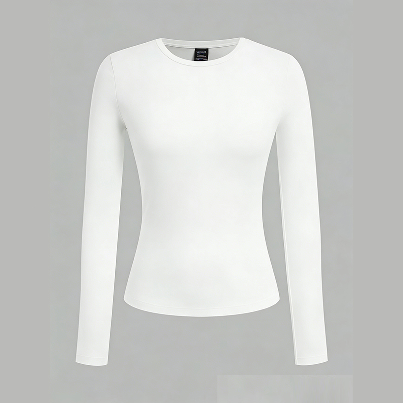 Women's High Stretch Milk Silk Long Sleeve Shirts N002 Slim Fit Casual Layering Tops for Fall Winter