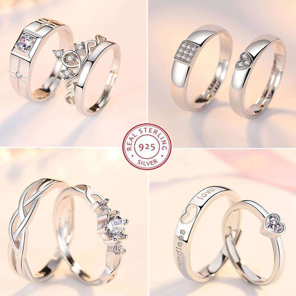 2Pcs 925 Sterling Silver Couples Sets Light Polishing Simple Ring for Woman Man Classic Wedding Fine Jewelry Circle W260206