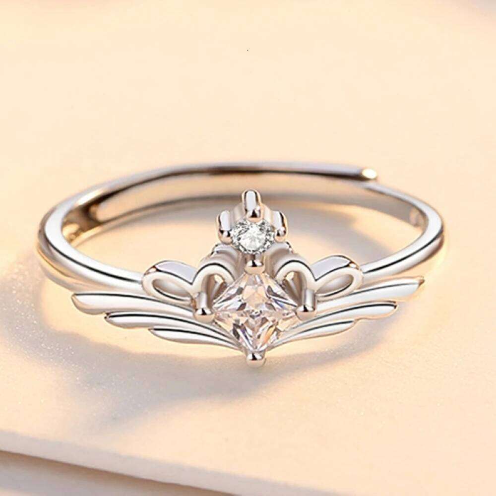 Cross Crown Letter Copper Plated Platinum Adjustable Wedding Couple Rings Overlap Opening Finger Jewelry Wholesale Drop Shipping W260206