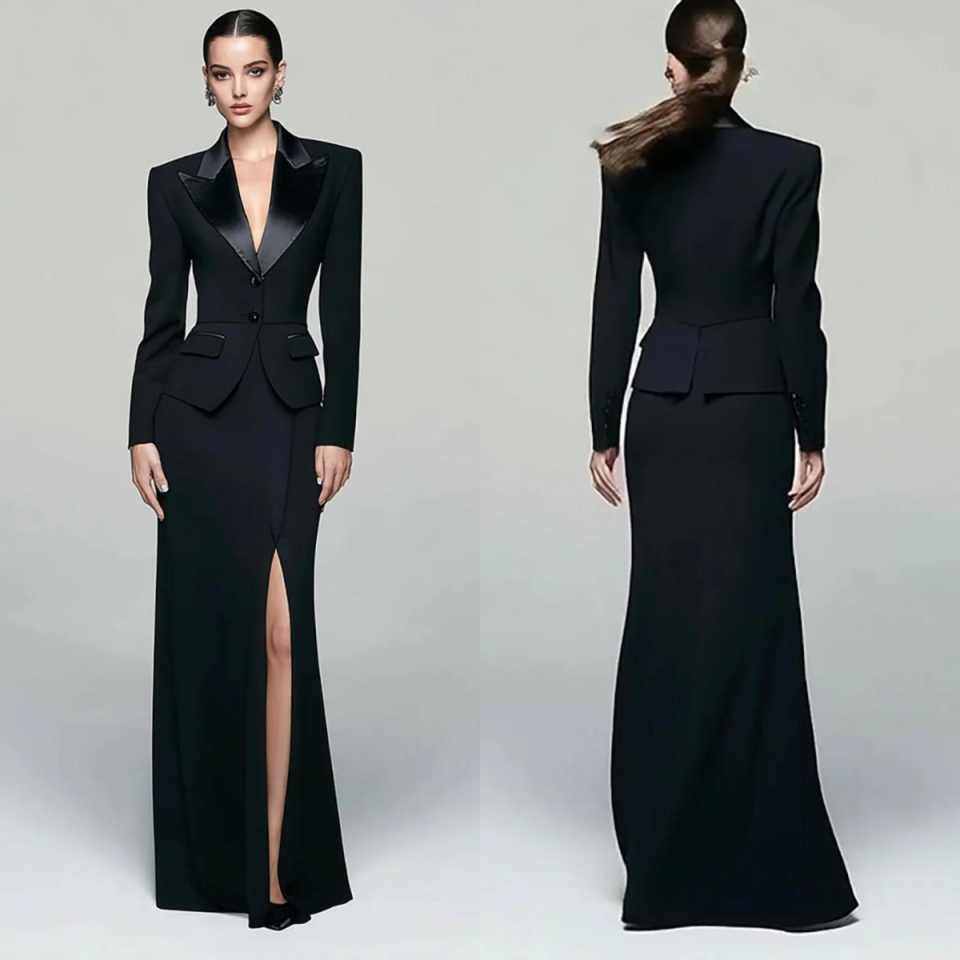 Mermaid Women Long Blazer Jacket One Piece Formal Birthday Party Evening Guest Wedding Wear Custom Made