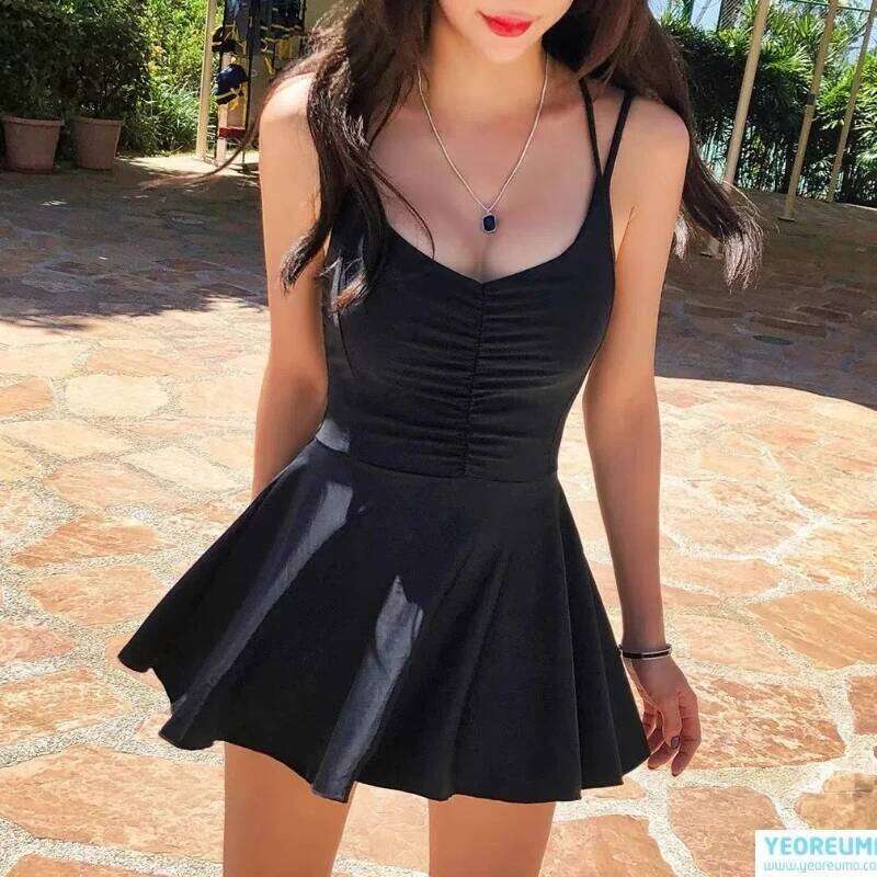 New One-piece Boxer Skirt Style, Belly-covering Slimming Steel Support Small Breasts Swimsuit, Hot Spring Women Swimsuit Z260206