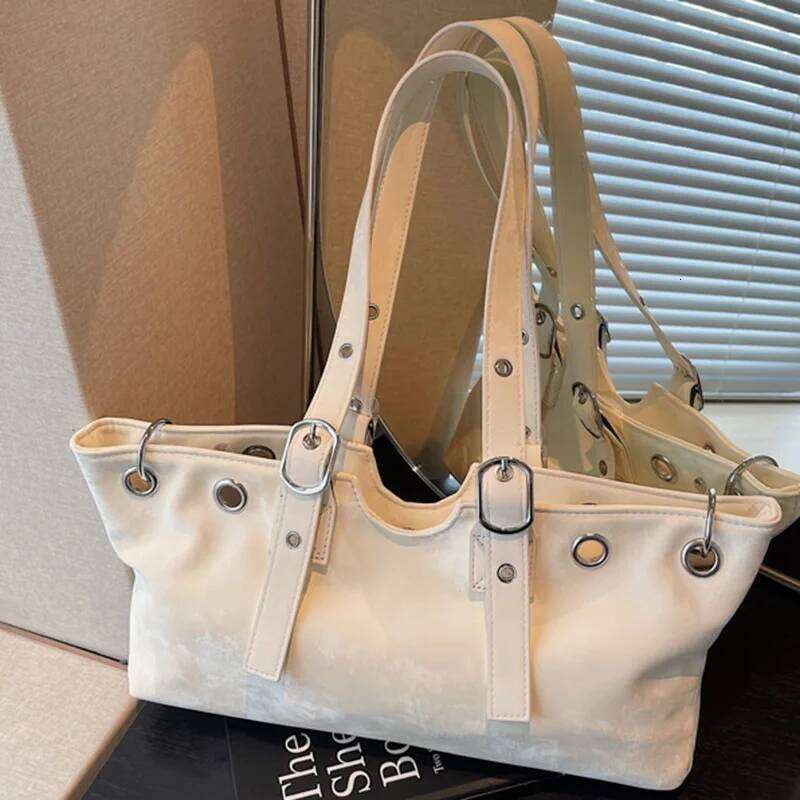 Y2K Baddie Shoulder Studded Punk Motorcycle Purse Small Retro PU Leather Underarm for Women Edgy Commuter Crossbody Bag Y260205