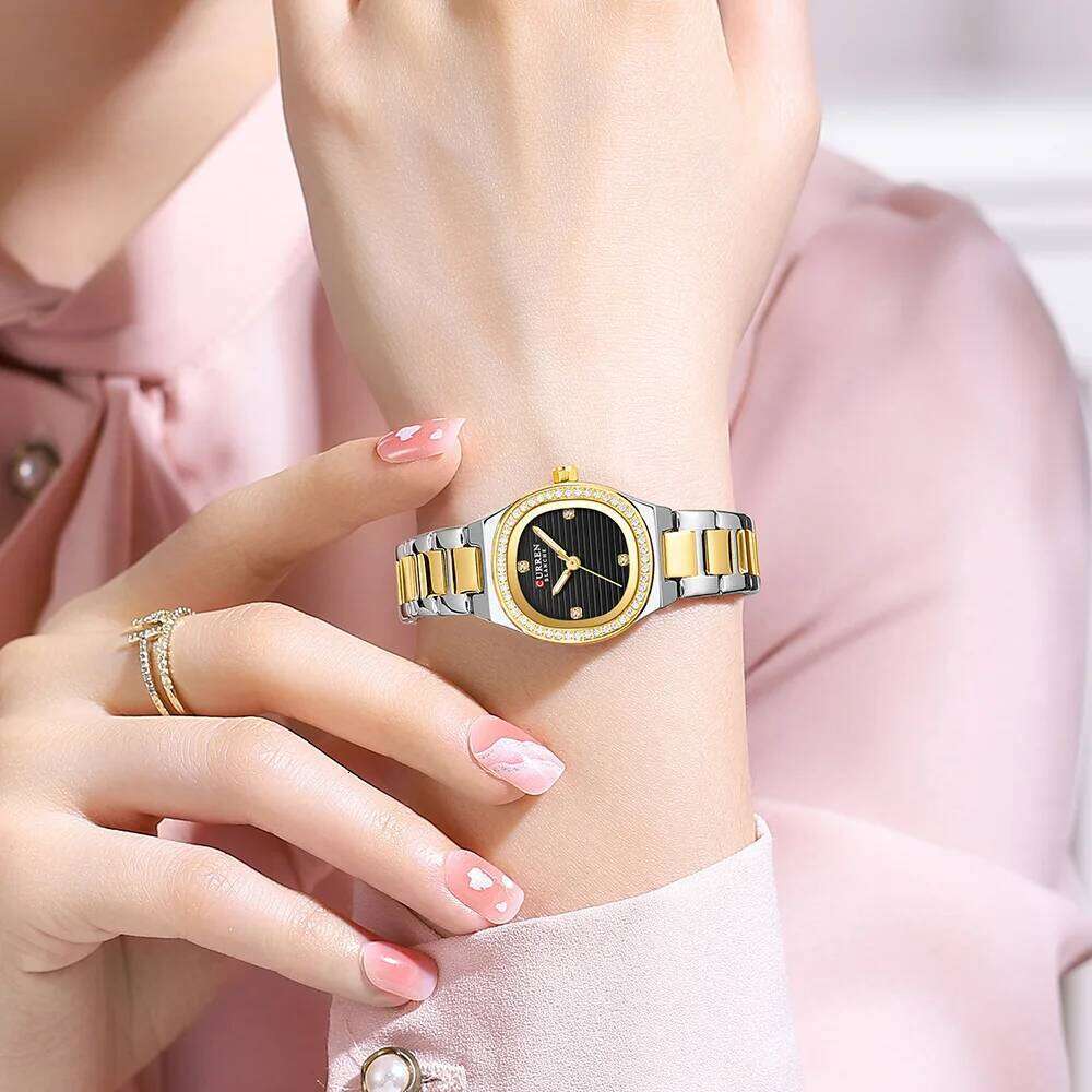 CURREN Luxury Brand Simple Style Quartz Watch for Women NEW Dress Ladies Wristwatches with Rhinestones Z260206