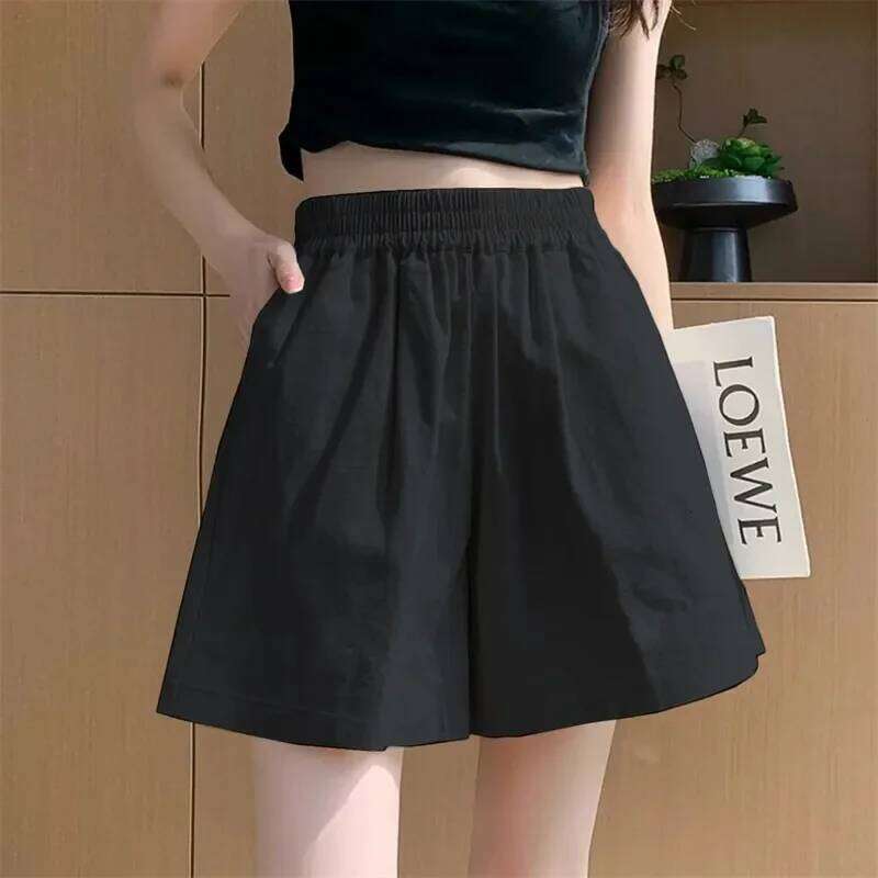 Washed New Elastic Workwear Shorts Women's Small Size Summer Loose Outerwear Wide Leg High Waist Hot Pants XJ260206