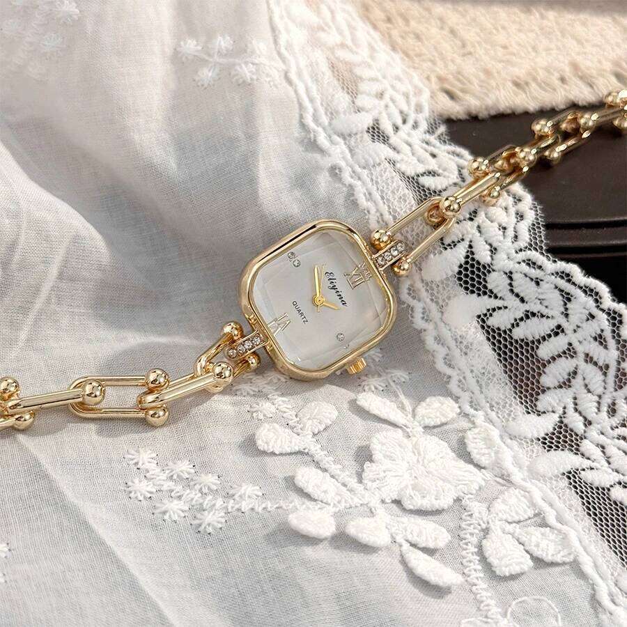 Ladies Luxury Quartz Watch Unique Bracelet Style with Square Cut Glass And Lobster Clasp Medium Size Vintage-Inspired Timepiece Z260206