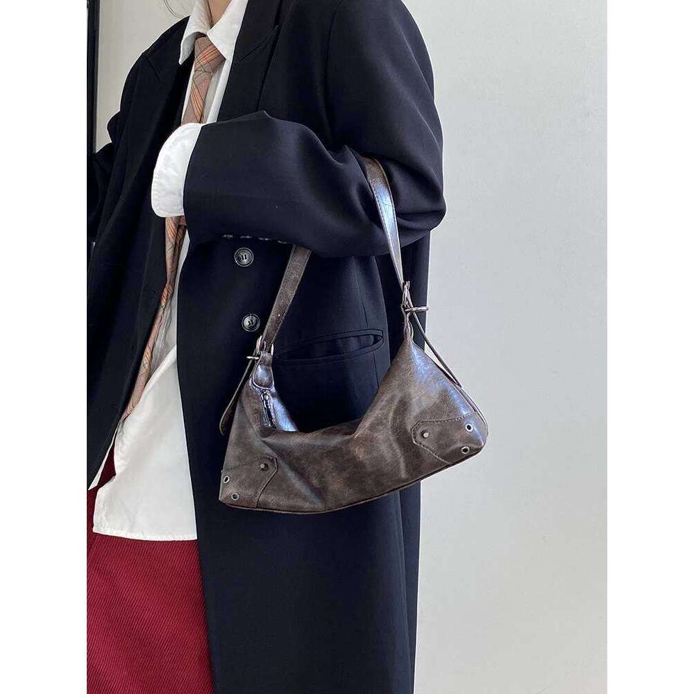 Pu Leather Retro Women's Underarm Cool Y2k Girls Vintage Small Shoulder Bags Simple Female Crossbody Bag Handbags Purse Y260205