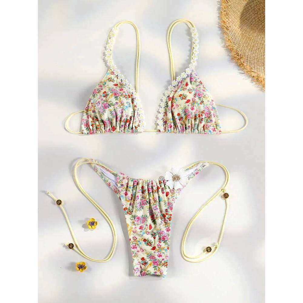 Lace Bikini Paisley Swimsuit Women Sexy Swimwear Female Bikinis Set Push Up Beachwear Bandage Bathing Thong Brazilian Biquini Z260206