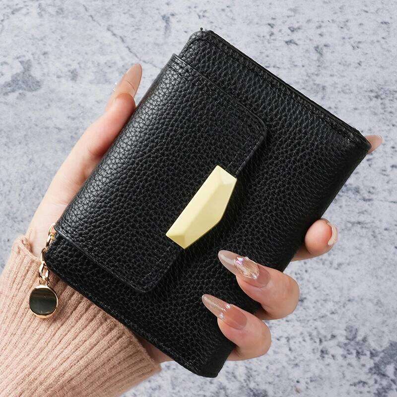 Cross border lychee short card all in one wallet, women's high-end feel Y260206