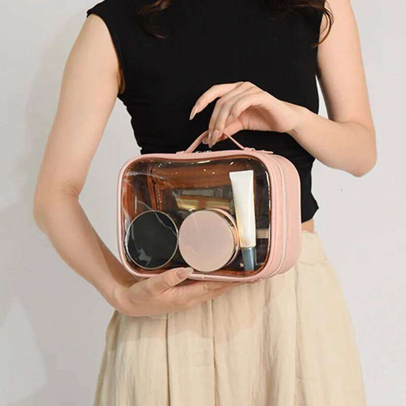 Portable Travel Wash Female Transparent Large Capacity Waterproof Pvc Multifunctional Handbag Cosmetic Storage Bag Organizer Y260206