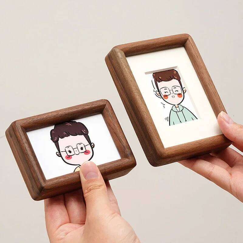 3-10 Inch Mini Solid Wood Photod Family Frame Square Table Children's ID Ornaments Diy Polaroid Home Decor Black Walnut S260205