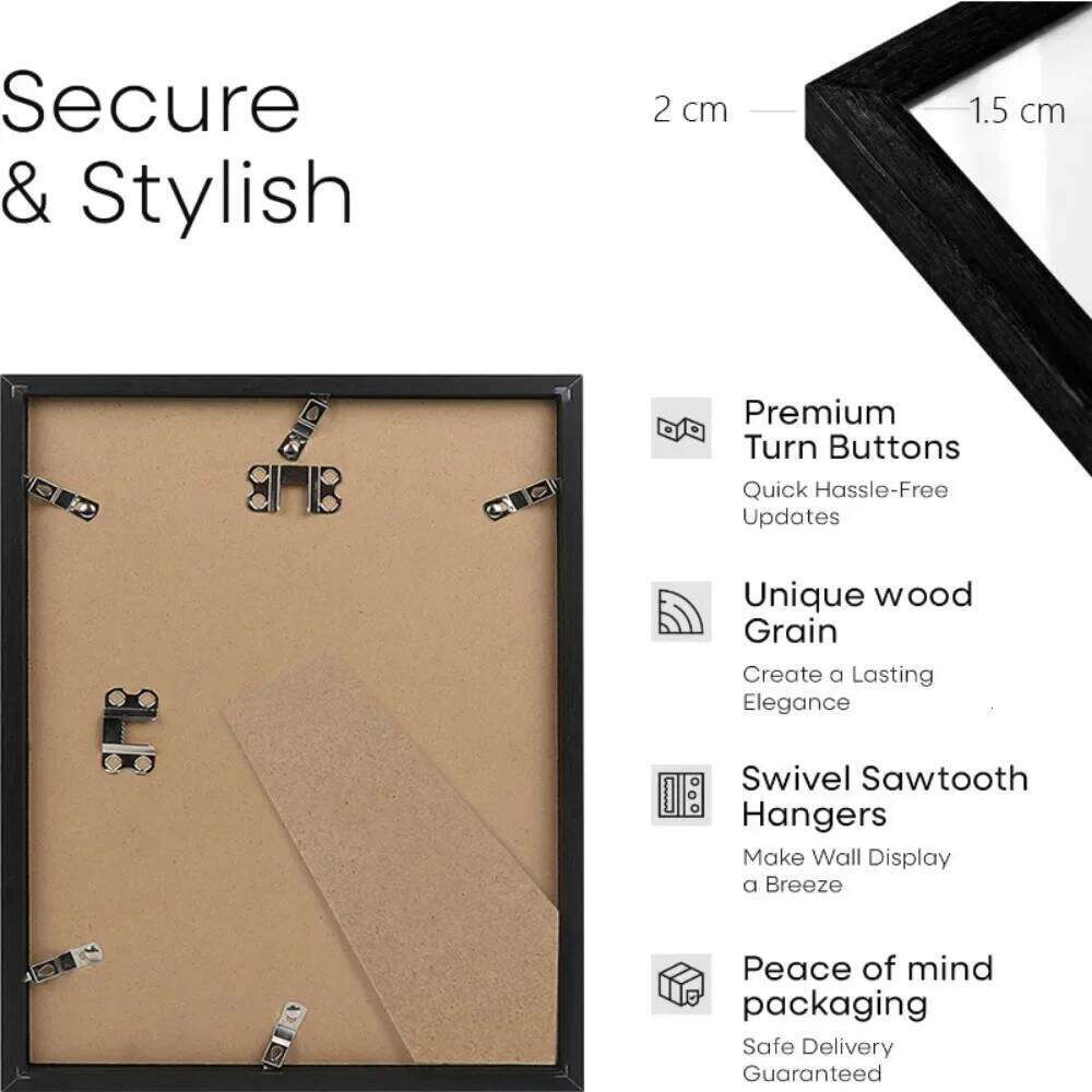 21x30cm White and Black Wood Grain Color Wooden Photo Frame 9"x11" A4 Poster Canvas Painting Display Stand Picture Decor S260205