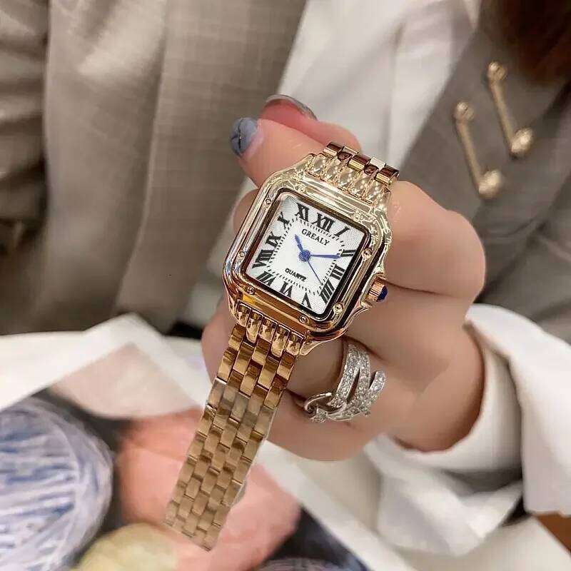 New Women's Fashion Square Watches Gold Alloy Strap Luxury Ladies Quartz Wristwatches Qualities Female Roman Scale Clock Gift Z260206