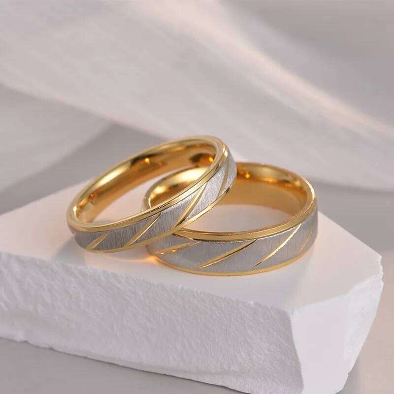 Stainless Steel Diagonal Stripe Couple Rings Wedding Promise Band for Women Men Size 5-13 W260206